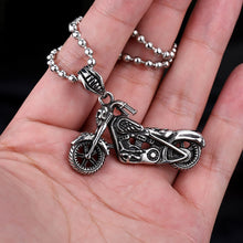 Load image into Gallery viewer, GUNGNEER Motorbike Skull Stainless Steel Pendant Necklace Gothic Punk Biker Jewelry Accessories