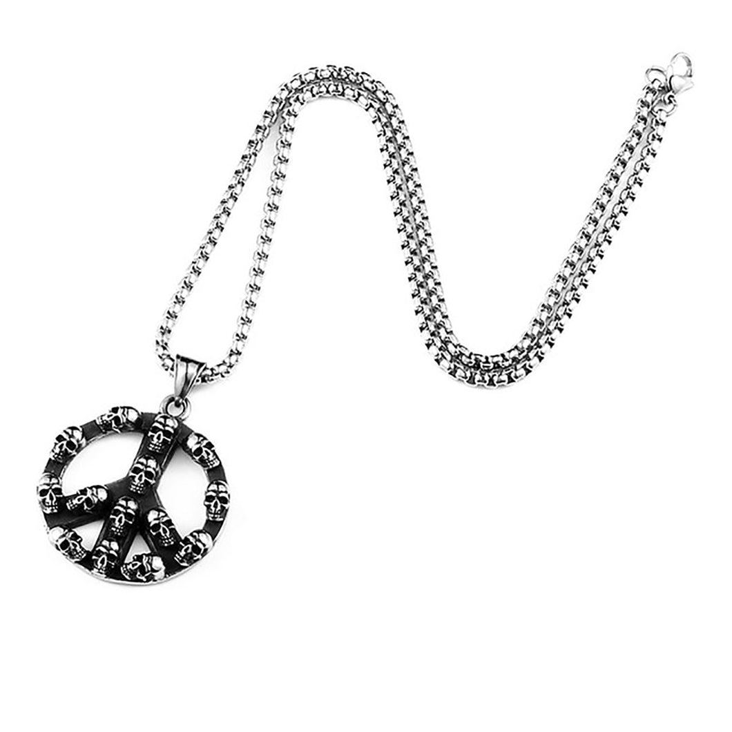 GUNGNEER Punk Rock Skull Skeleton Pendant Necklace Stainless Steel Halloween Jewelry Accessories