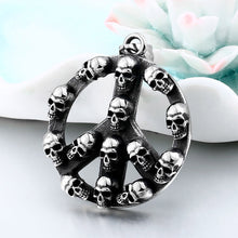 Load image into Gallery viewer, GUNGNEER Punk Rock Skull Skeleton Pendant Necklace Ring Stainless Steel Halloween Jewelry Set