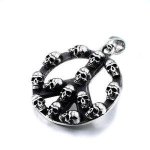 GUNGNEER Punk Rock Skull Skeleton Pendant Necklace Stainless Steel Halloween Jewelry Accessories