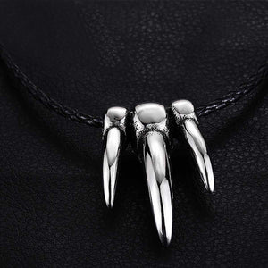 GUNGNEER Stainless Steel Skull Claw Necklace Ring Gothic Halloween Jewlery Set Men Women