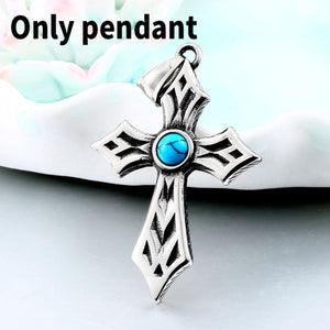GUNGNEER Cross Pendant Necklace Stainless Steel Christ Jewelry Accessory For Men Women