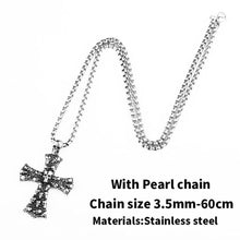 Load image into Gallery viewer, GUNGNEER Men&#39;s Stainless Steel Christ Cross Skull Pendant Necklace Jewelry Accessory