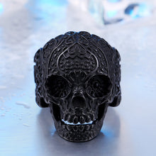 Load image into Gallery viewer, GUNGNEER Classic Garden Flower Skull Ring Biker Punk Halloween Jewelry Accessories Men Women