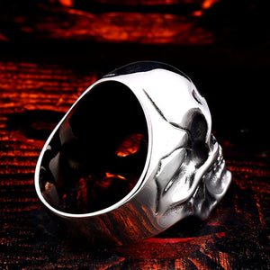 GUNGNEER 2 Pcs Skull Biker Punk Gothic Ring Stainless Steel Skeleton Halloween Jewelry Set