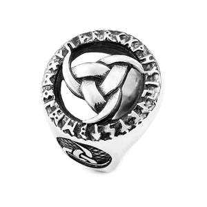 GUNGNEER 2 Pcs Viking Nordic Warriors Shield Axe Triquetra Ring Stainless Steel Jewelry Set