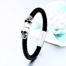 Load image into Gallery viewer, GUNGNEER Stainless Steel Punk Skull Two Layers Bangle Bracelet Gothic Jewelry Accessories