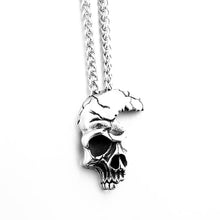 Load image into Gallery viewer, GUNGNEER Half Skull Pendant Necklace Stainless Steel Wheat Chain Rock Biker Jewelry Men Women