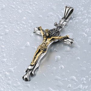 GUNGNEER Men's Cross NecklaceStainless Steel God Jesus Chain Jewelry Accessory Outfit