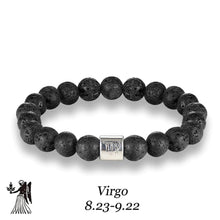 Load image into Gallery viewer, HoliStone 12 Zodiac Signs with 8mm Lava Stone Bead Handmade Elastic Bracelet for Women and Men