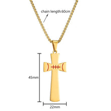 Load image into Gallery viewer, GUNGNEER Baseball Cross Necklace with Ring Stainless Steel Sports Jewelry Gift Set