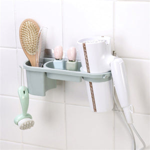 2TRIDENTS Hair Dryer Rack Wall-Mounted Shelves Styling Tool Organizer - Bathroom Storage Basket (Green)