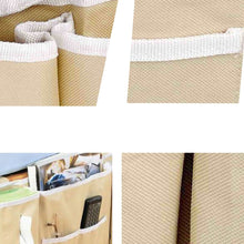 Load image into Gallery viewer, 2TRIDENTS Bedside Organizer Storage Bag 5 Pockets for Hospital Beds, Bed Rails, Car Backrest (Dark Khaki)