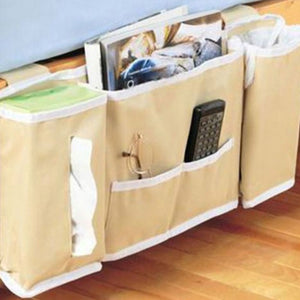 2TRIDENTS Bedside Organizer Storage Bag 5 Pockets for Hospital Beds, Bed Rails, Car Backrest (Dark Khaki)