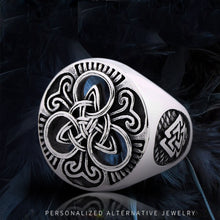 Load image into Gallery viewer, GUNGNEER Stainless Steel Celtic Knots Amulet Ring with Triquetra Necklace Jewelry Set Men Women