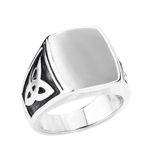 GUNGNEER Stainless Steel Celtic Knot Triquetra Ring Beaded Bracelet Jewelry Set Men Women