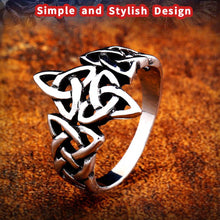 Load image into Gallery viewer, GUNGNEER Celtic Knot Trinity Warrior Stainless Steel Amulet Ring Scandinavian Jewelry Men Women