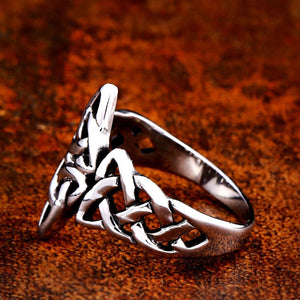 GUNGNEER Celtic Knot Trinity Warrior Stainless Steel Amulet Ring Scandinavian Jewelry Men Women