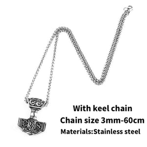 GUNGNEER Stainless Steel Viking Nordic Thor Hammer Pendant Necklace with Bracelet Jewelry Set