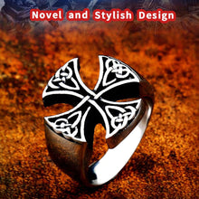 Load image into Gallery viewer, GUNGNEER Celtic Knot Trinity Cross Stainless Steel Ring Amulet Scandinavian Jewelry Men Women