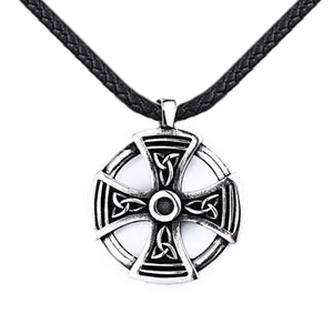 GUNGNEER Irish Celtic Knot Cross Trinity Pendant Necklace Stainless Steel Jewelry
