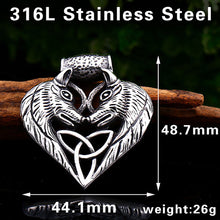 Load image into Gallery viewer, GUNGNEER Double Wolf Celtic Triquetra Heart Pendant Necklace Ring Stainless Steel Jewelry Set