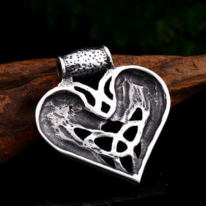 GUNGNEER Stainless Steel Viking Amulet Wolf Triquetra Pendant Necklace with Ring Jewelry Set