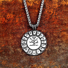 Load image into Gallery viewer, GUNGNEER 2 Pcs Viking Tree of Life Runes Pendant Necklace Bangle Stainless Steel Jewelry Set