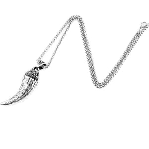 GUNGNEER Norse Viking Wolf Tooth Stainless Steel Pendant Necklace with Bracelet Jewelry Set