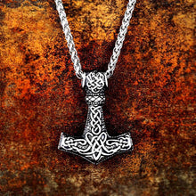 Load image into Gallery viewer, GUNGNEER Thor Hammer Mjolnir Pendant Necklace with Bracelet Stainless Steel Amulet Jewelry Set