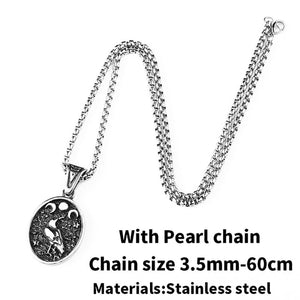 GUNGNEER Stainless Steel Nordic Viking Raven Pendant Necklace Jewelry Gift for Men Women