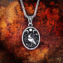Load image into Gallery viewer, GUNGNEER Stainless Steel Nordic Viking Raven Pendant Necklace with Runes Ring Jewelry Set