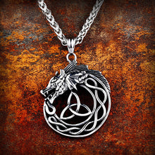 Load image into Gallery viewer, GUNGNEER Celtic Triquetra Knot Viking Dragon Stainless Steel Pendant Necklace Jewelry Men Women