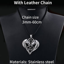 Load image into Gallery viewer, GUNGNEER Double Horse Head Celtic Triquetra Knot Heart Pendant Necklace Stainless Steel Jewelry