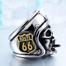 Load image into Gallery viewer, GUNGNEER 2 Pcs Motorcycle Engine Route 66 MC Stainless Steel Biker Ring Jewelry SetMen Women