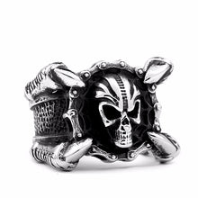 Load image into Gallery viewer, GUNGNEER 2 Pcs Stainless Steel Punk Gothic Skeleton Claws Skull Ring Jewelry Set Men Women
