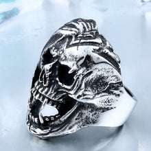 Load image into Gallery viewer, GUNGNEER Gothic Punk Skull Band Ring Stainless Steel Halloween Jewelry Accessories