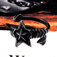 Load image into Gallery viewer, GUNGNEER Wicca Pentagram Star Stainless Steel Punk Ring Pagan Jewelry Amulet Men Women