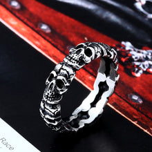 Load image into Gallery viewer, GUNGNEER Stainless Steel Gothic Skull Necklace Biker Ring Men Women Halloween Jewelry Set