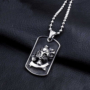 GUNGNEER Skeleton Army Pirate Captain Skull Necklace Ring Stainless Steel Punk Jewelry Set