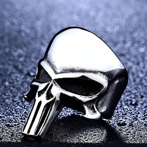 GUNGNEER Gothic Biker Skull Punisher Ring Chain Bracelet Stainless Steel Punk Style Jewelry Set