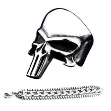 Load image into Gallery viewer, GUNGNEER Gothic Biker Skull Punisher Ring Chain Bracelet Stainless Steel Punk Style Jewelry Set