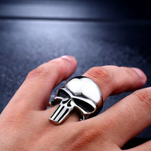 Load image into Gallery viewer, GUNGNEER Gothic Biker Skull Punisher Ring Chain Bracelet Stainless Steel Punk Style Jewelry Set