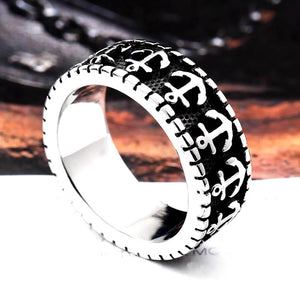 GUNGNEER United State Navy Anchor Ring Stainless Steel Nautical Jewelry Accessory For Men