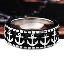 Load image into Gallery viewer, GUNGNEER United State Navy Anchor Ring Stainless Steel Nautical Jewelry Accessory For Men
