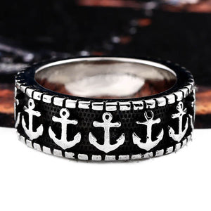 GUNGNEER United State Navy Anchor Ring Stainless Steel Nautical Jewelry Accessory For Men