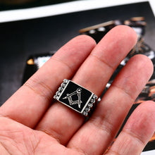 Load image into Gallery viewer, GUNGNEER Stainless Steel Freemason Ring Multi-size Master Mason Biker Ring Accessory For Men