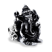 Load image into Gallery viewer, GUNGNEER Hindu Om Ganesha Ring Stainless Steel Lord Ganesh Elephant Ohm Jewelry For Men