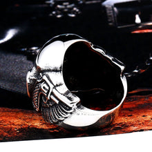 Load image into Gallery viewer, GUNGNEER Stainless Steel Pistol Skull Ring Punk Gothic Biker Jewelry Accessories Men Women
