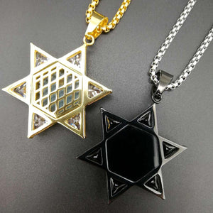 GUNGNEER David Star Necklace Stainless Steel Stars Solomon Jewelry Accessory For Men